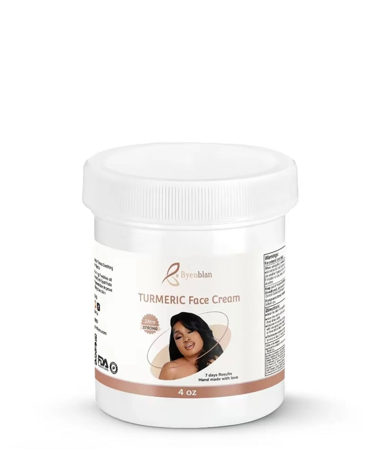 Byenblan Turmeric Glow Face Cream 4 oz Exfoliate Gently Hydrate Deeply for Radiant Skin