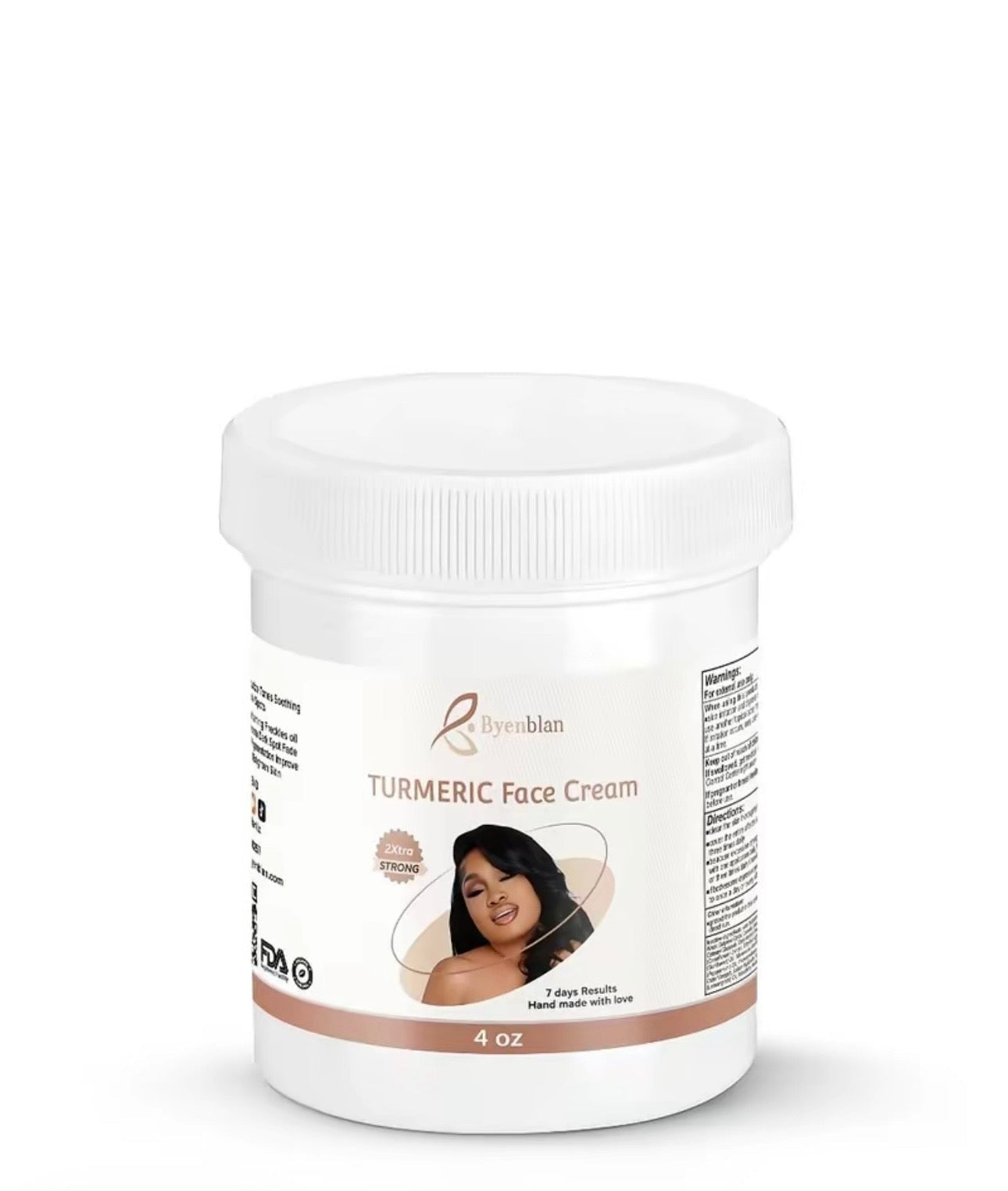 Turmeric Face Cream jar with a white lid on a white background