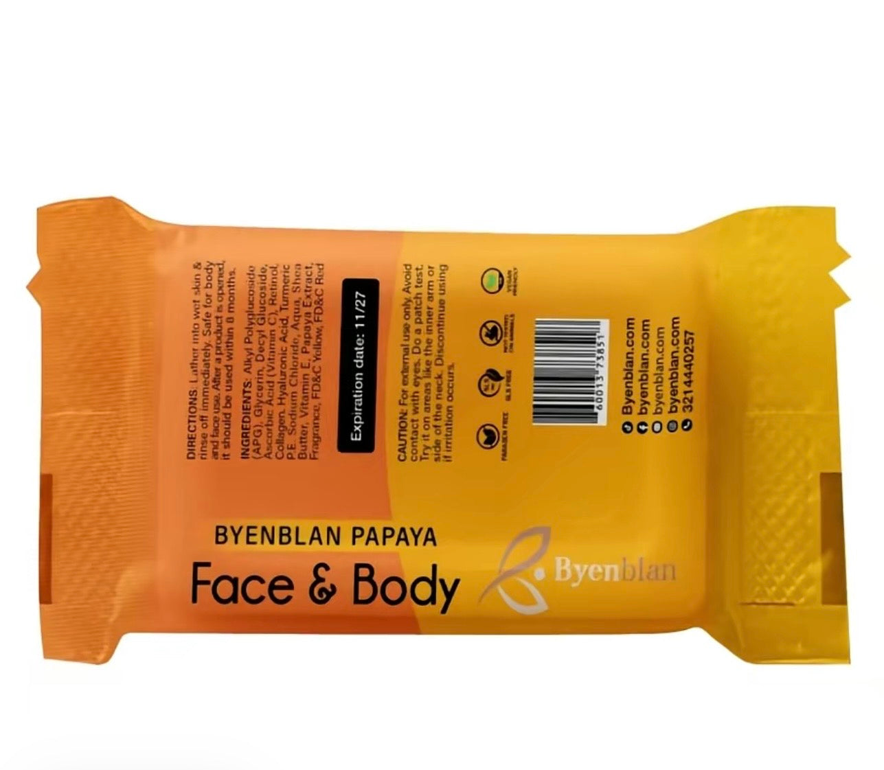 Byenblan papaya 1 piece soap| Daily glow $Gentle Facial cleanse & Eczema | anti inflammatory