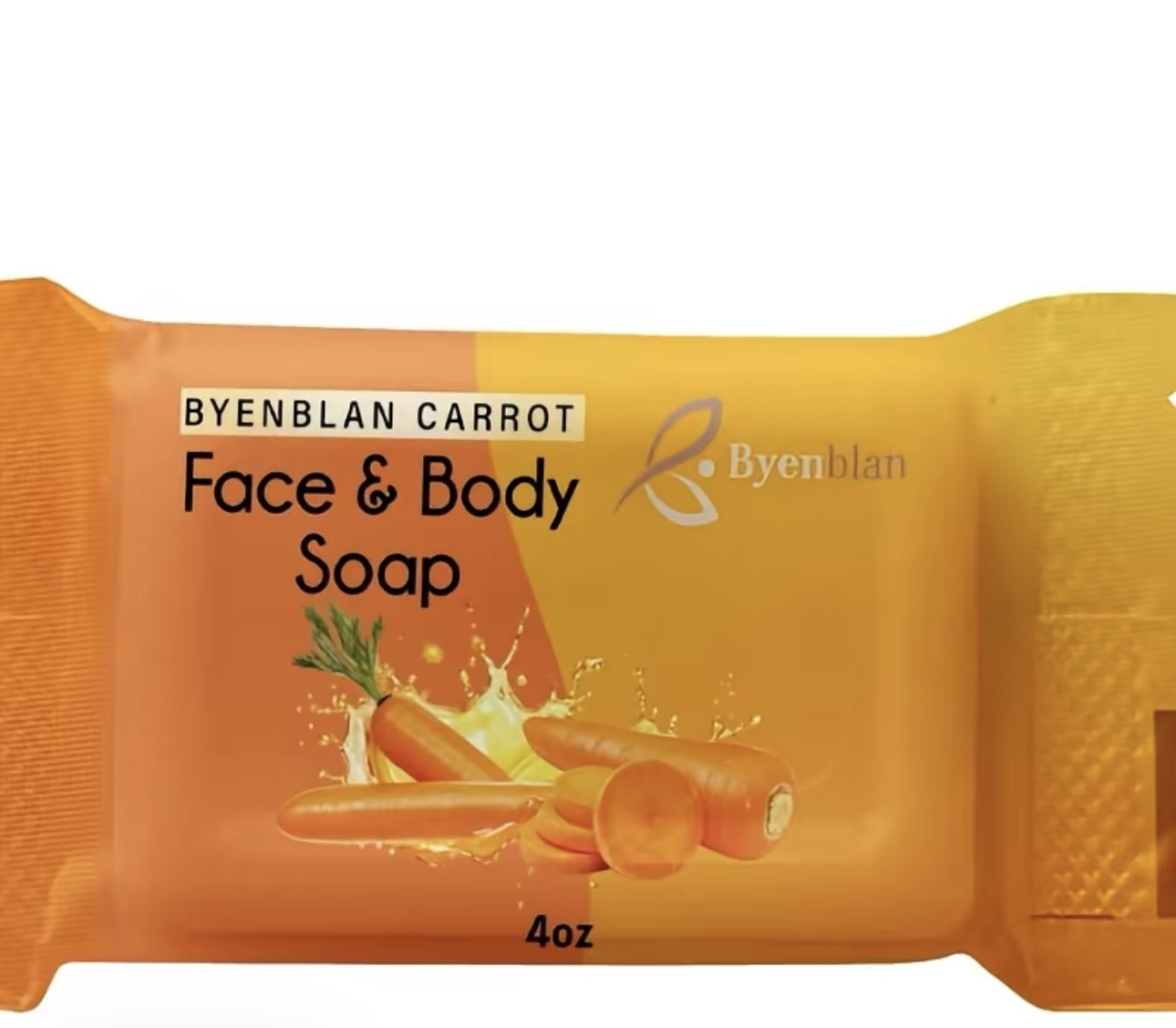 Byenblan Carrot Face & Body Soap 4oz - Natural Cleansing for Skin Care Cleanser Daily